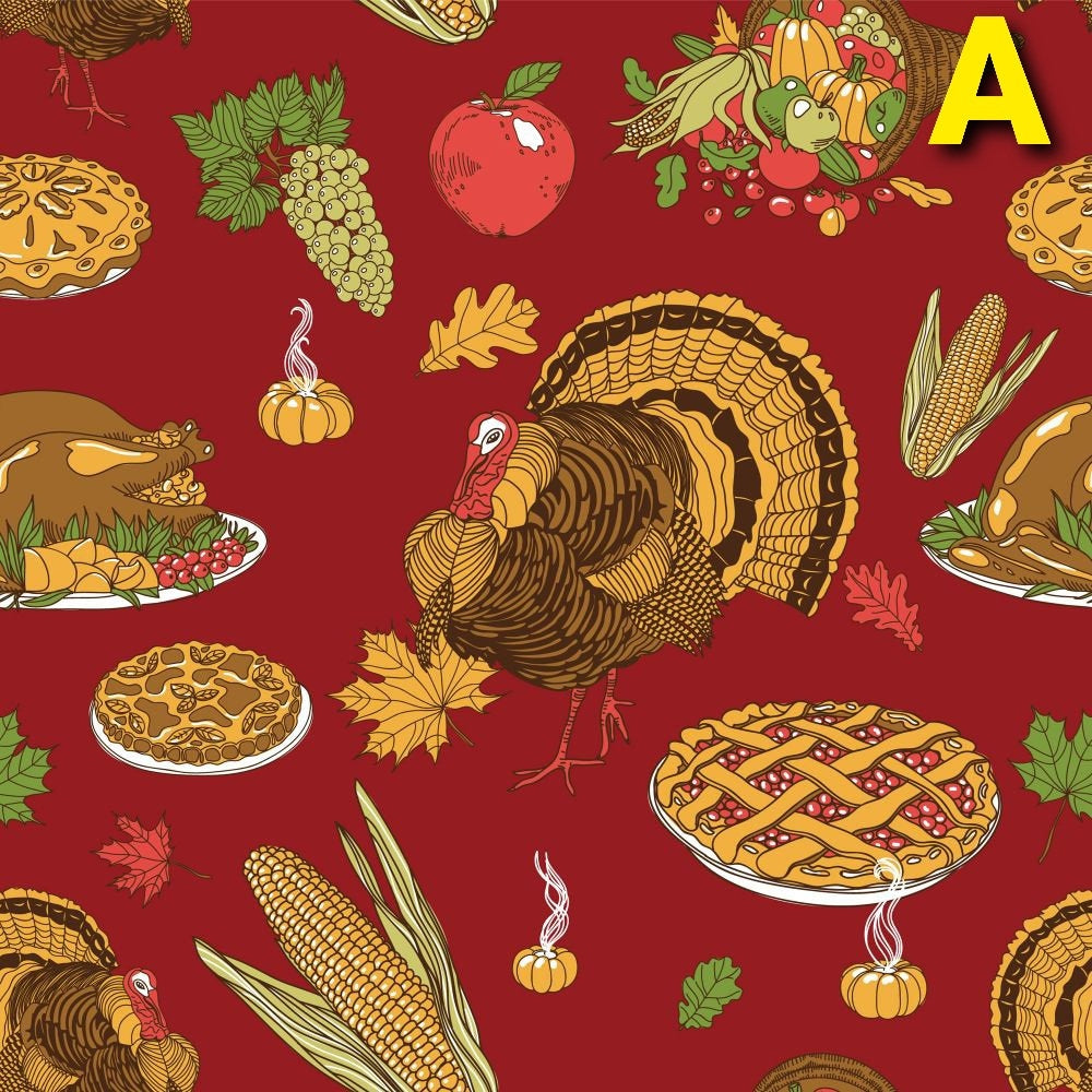 Quilting Cotton Thanksgiving Harvest Turkey Pumpkin Print