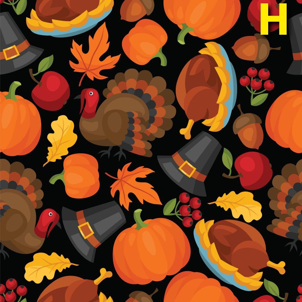Quilting Cotton Thanksgiving Harvest Turkey Pumpkin Print