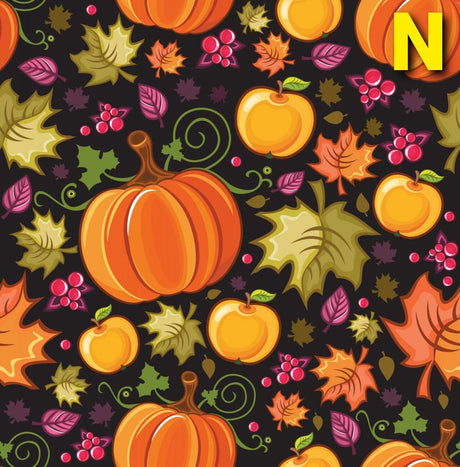 Quilting Cotton Thanksgiving Harvest Turkey Pumpkin Print