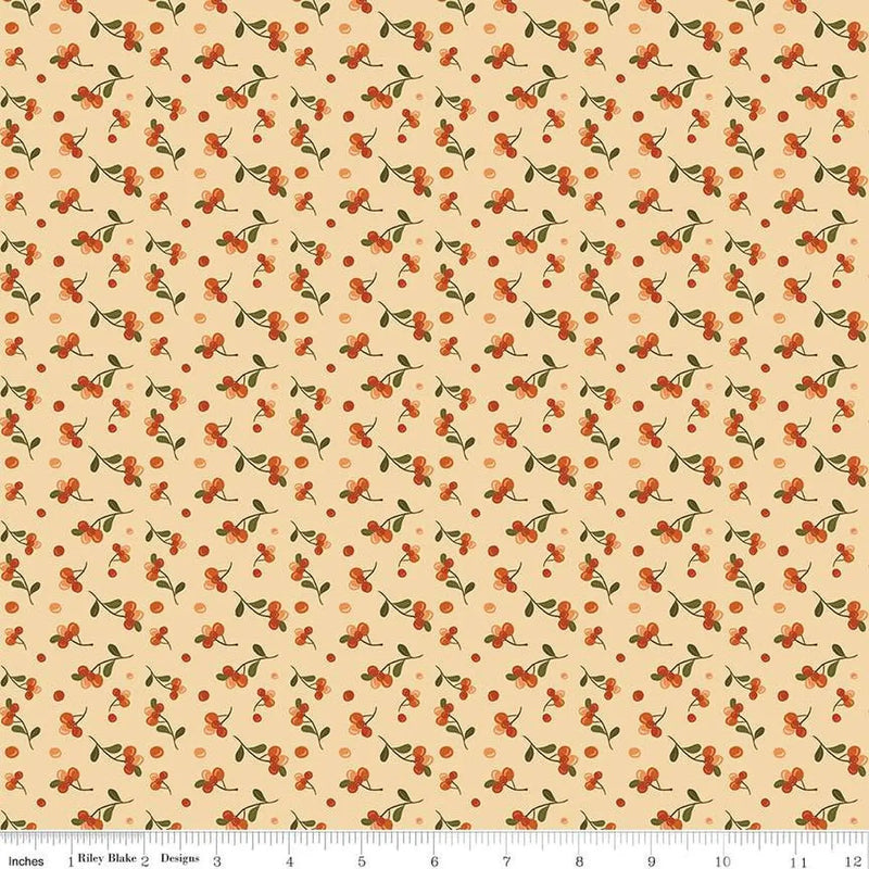Cotton Print The Awe of Autumn Bittersweet Latte Fabric 43/44
