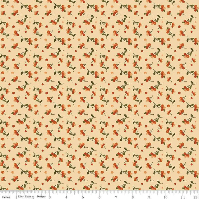Cotton Print The Awe of Autumn Bittersweet Latte Fabric 43/44
