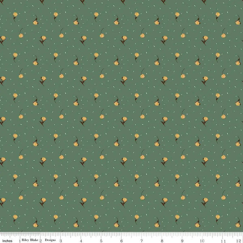 Cotton Fabric The Awe of Autumn Flower Toss Pine 43/44"