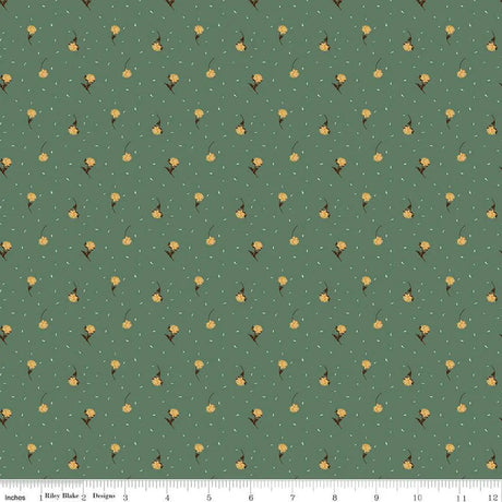 Cotton Fabric The Awe of Autumn Flower Toss Pine 43/44"