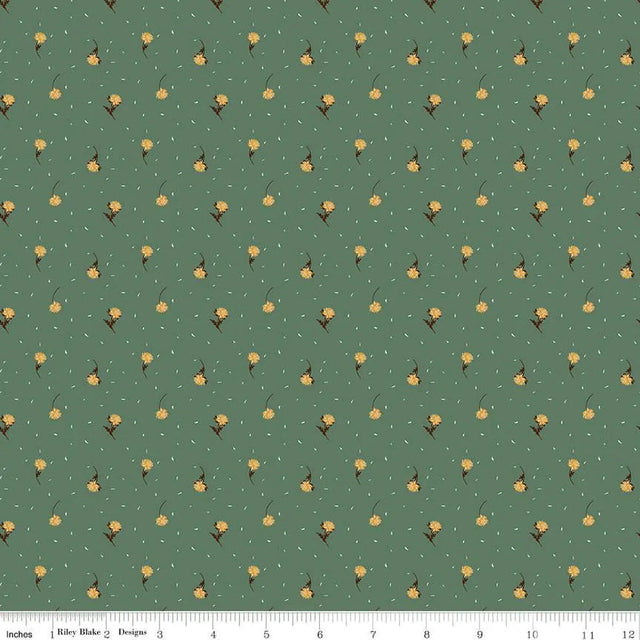 Cotton Fabric The Awe of Autumn Flower Toss Pine 43/44"