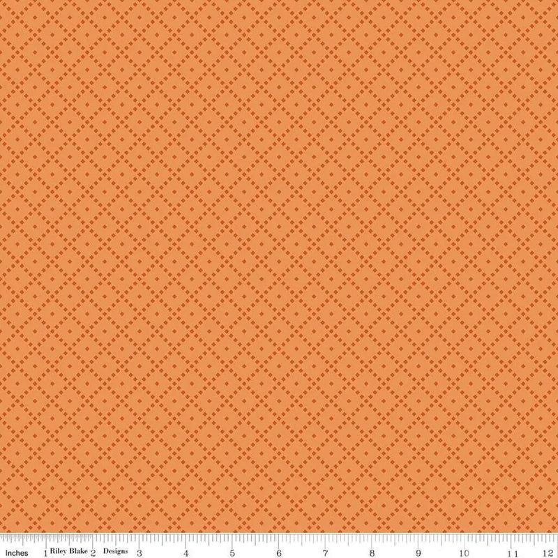 Cotton Print Fabric The Awe of Autumn Grid Creamsicle 43/44"