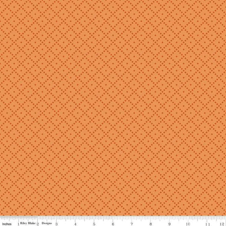 Cotton Print Fabric The Awe of Autumn Grid Creamsicle 43/44"