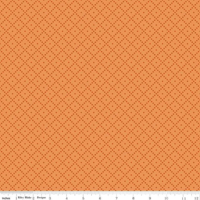 Cotton Print Fabric The Awe of Autumn Grid Creamsicle 43/44"