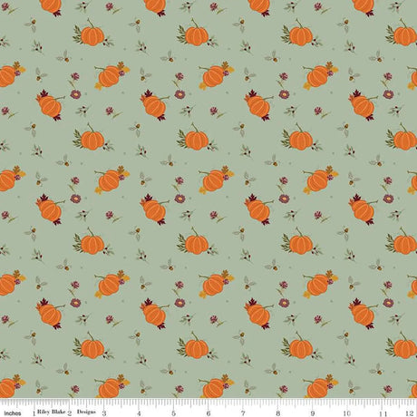 Cotton Fabric The Awe of Autumn Pumpkins Hazy 43/44"