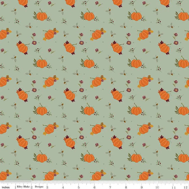 Cotton Fabric The Awe of Autumn Pumpkins Hazy 43/44"