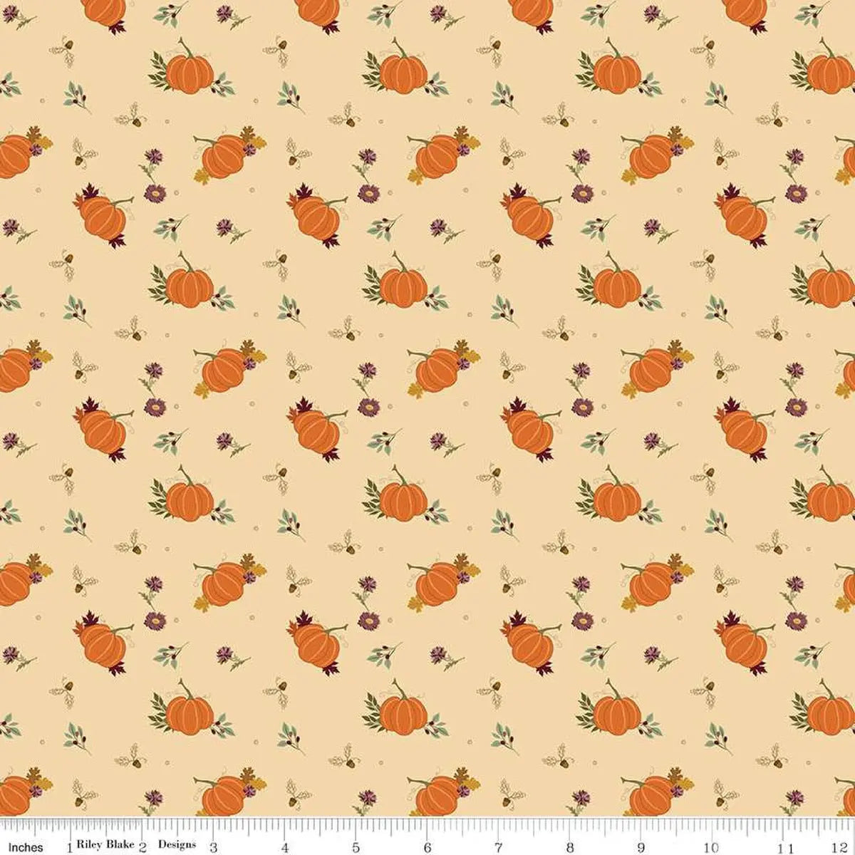 Cotton Print Fabric The Awe of Autumn Pumpkins Latte 43/44