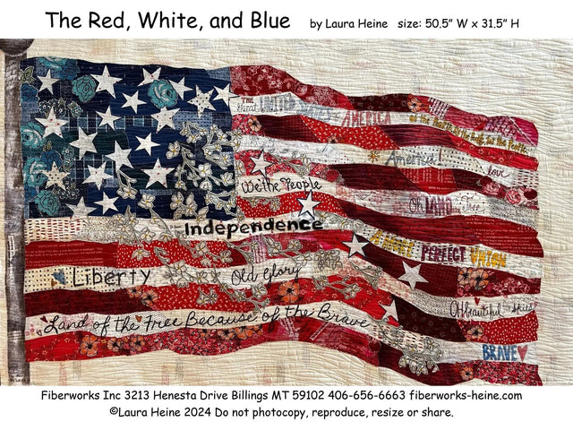 Printed Paper Pattern Red White and Blue Flag Collage Pattern by Laura Heine