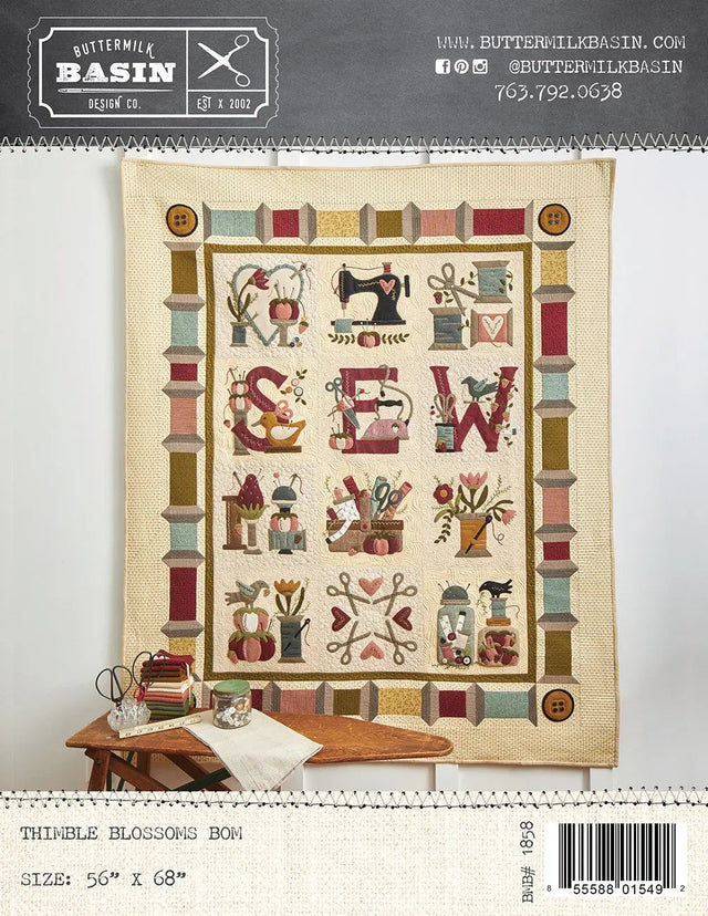 Quilt Pattern Thimble Blossoms 56in x 68in