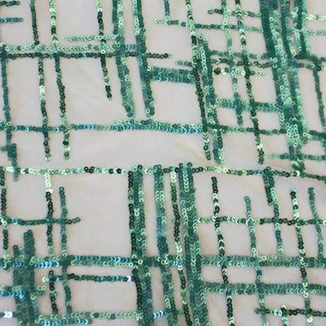 Thin Plaid Stretch Mesh Sequin Fabric - Plaid Pattern, 56/58" Width (1 Yard)