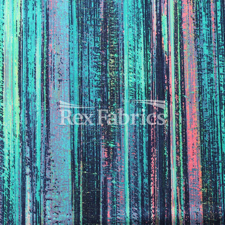 Thunder Stripe Nylon Spandex Fabric - Blue Stripe Print, 4-Way Stretch, 58-60" Width (1 Yard)