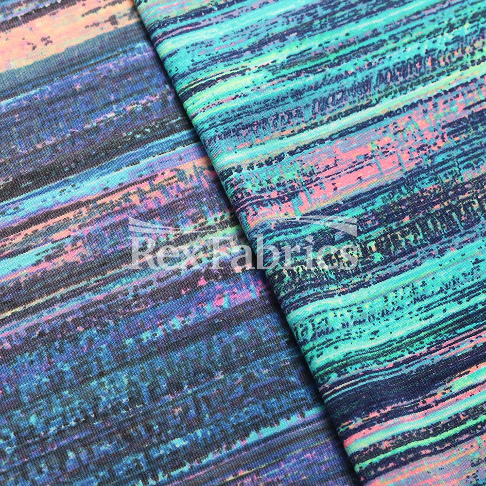 Thunder Stripe Nylon Spandex Fabric - Blue Stripe Print, 4-Way Stretch, 58-60" Width (1 Yard)
