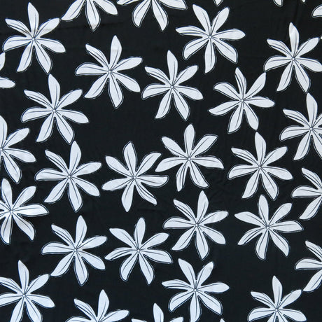 Swim Knit Nylon Spandex Tiare Floral Black White 4-Way Stretch UPF 50+
