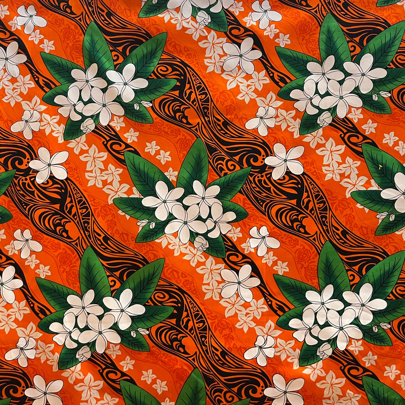 Cotton Fabric Tiare Banana Leaf Tribal Design