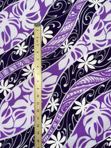 Tiare Monstera Traditional Tattoo Poly Cotton Fabric - Tiare And Monstera Leaf Print, 36 X 45IN (1 Yard)