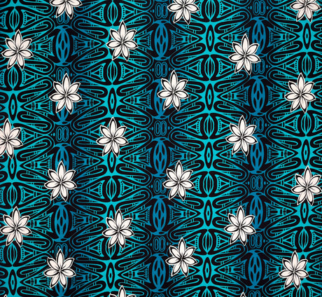 Tiare Polynesian Geometric Design Cotton Fabric - Geometric Pattern, 36" X 45" Width (1 Yard)