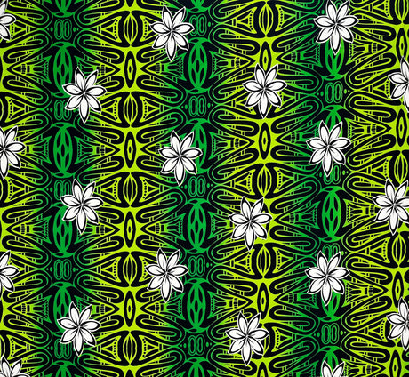 Tiare Polynesian Geometric Design Cotton Fabric - Geometric Pattern, 36" X 45" Width (1 Yard)