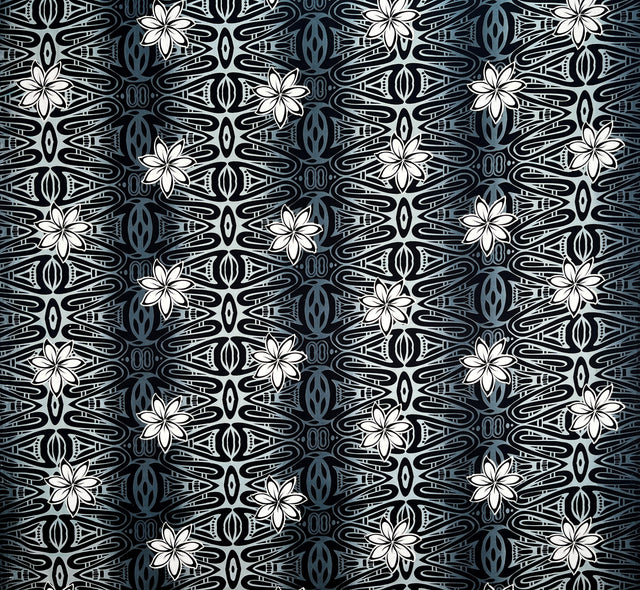 Cotton Fabric Tiare Polynesian Geometric Design
