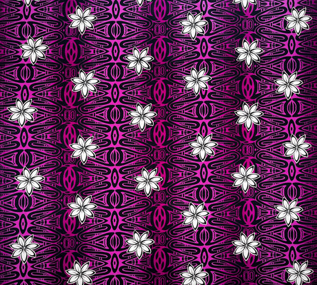 Tiare Polynesian Geometric Design Cotton Fabric - Grey, Blue, Green, Purple, Geometric Pattern, 36" X 45" (1 Yard)