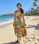 Rayon Fabric Tiare Sea Turtles Polynesian Tribal Design