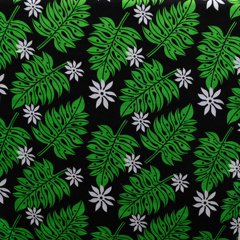 Tiare & Split Leaf Cotton Fabric - Purple/Turquoise, Black/Lime, Lime/Red, Magenta/Yellow, Red/Yellow, 36" X 45" (1 Yard)