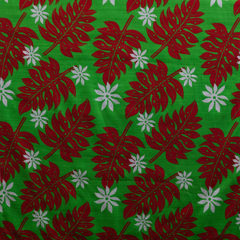 Tiare & Split Leaf Cotton Fabric - Purple/Turquoise, Black/Lime, Lime/Red, Magenta/Yellow, Red/Yellow, 36" X 45" (1 Yard)