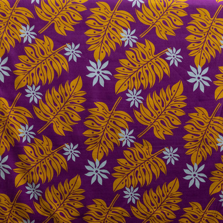 Tiare & Split Leaf Cotton Fabric - Purple/Turquoise, Black/Lime, Lime/Red, Magenta/Yellow, Red/Yellow, 36" X 45" (1 Yard)