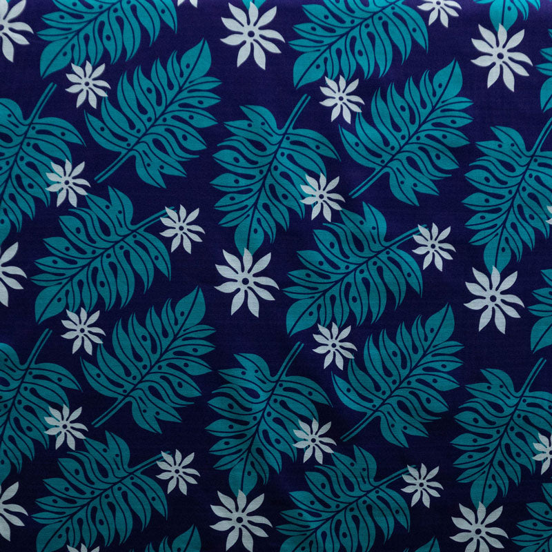 Tiare & Split Leaf Cotton Fabric - Purple/Turquoise, Black/Lime, Lime/Red, Magenta/Yellow, Red/Yellow, 36" X 45" (1 Yard)