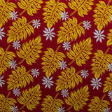 Tiare & Split Leaf Cotton Fabric - Light Barkcloth, White Background, Tropical Floral Leaf Print, 36" X 45" (1 Yard)