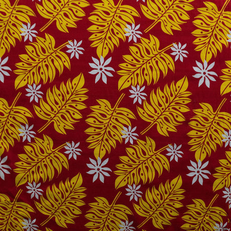 Tiare & Split Leaf Cotton Fabric - Purple/Turquoise, Black/Lime, Lime/Red, Magenta/Yellow, Red/Yellow, 36" X 45" (1 Yard)