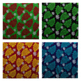 Tiare & Split Leaf Cotton Fabric - Light Barkcloth, White Background, Tropical Floral Leaf Print, 36" X 45" (1 Yard)