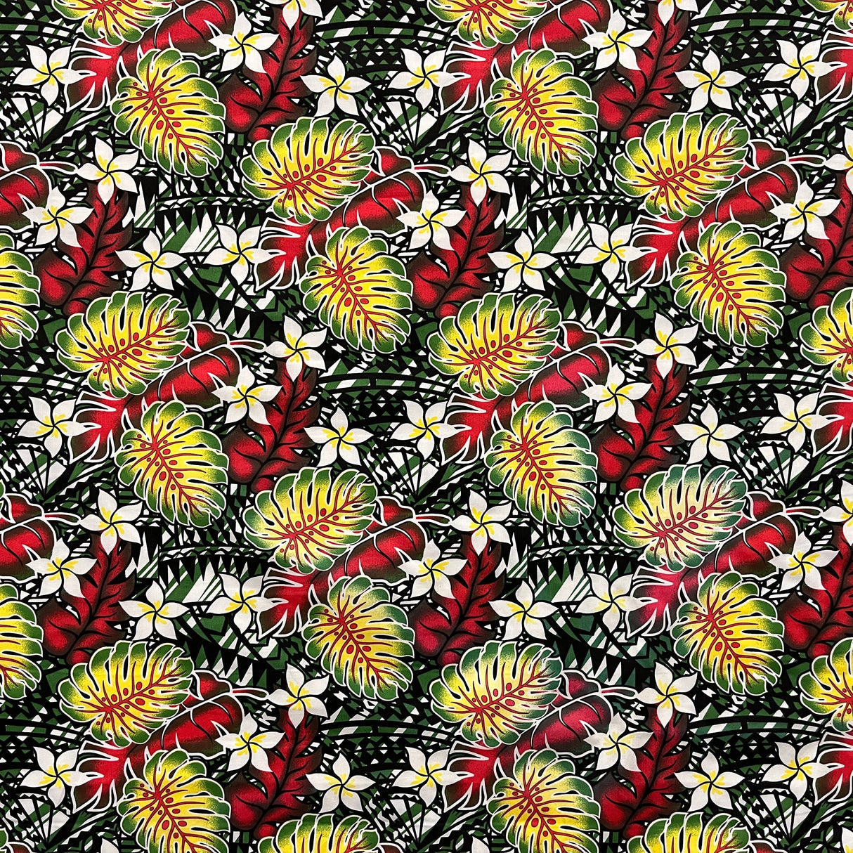 Poly-Cotton Tropical Monstera Fabric