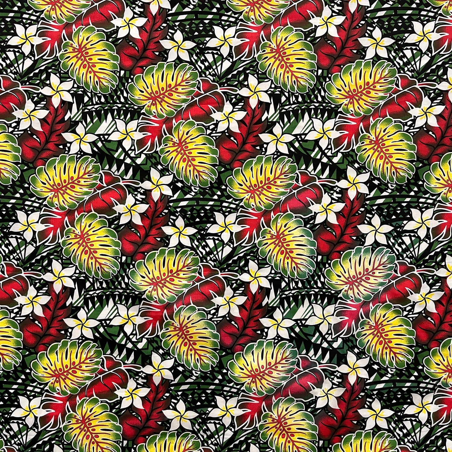 Poly-Cotton Tropical Monstera Fabric