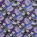 Tiare Split Leaf Monstera Poly-Cotton Fabric - Tropical Monstera And Tiare Print, 36" X 45" (1 Yard)