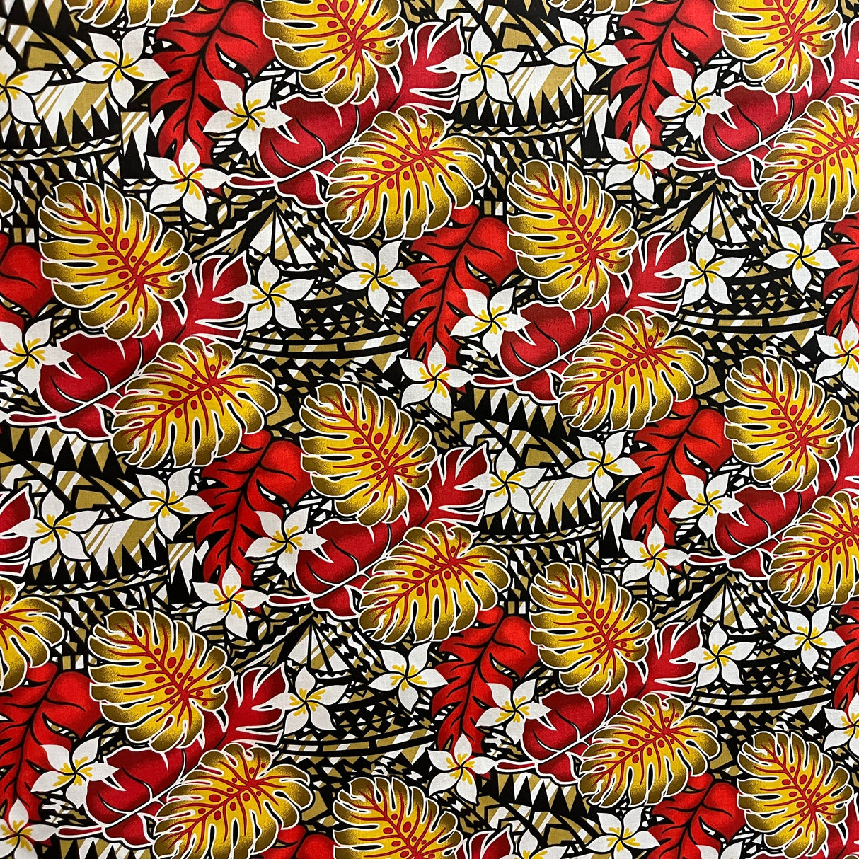 Poly-Cotton Tropical Monstera Fabric