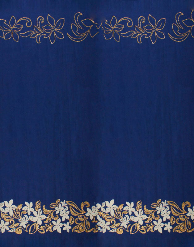 Tiare & Swirls Polyester Fabric - Double Border, Glitter Accents, Brown, 36" X 60" (1 Yard)