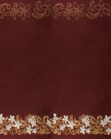 Tiare & Swirls Polyester Fabric - Double Border, Glitter Accents, Brown, 36" X 60" (1 Yard)