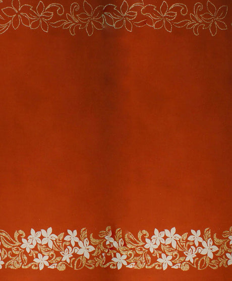 Tiare & Swirls Polyester Fabric - Double Border, Glitter Accents, Brown, 36" X 60" (1 Yard)