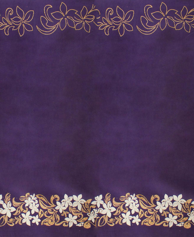 Tiare & Swirls Polyester Fabric - Double Border, Glitter Accents, Brown, 36" X 60" (1 Yard)