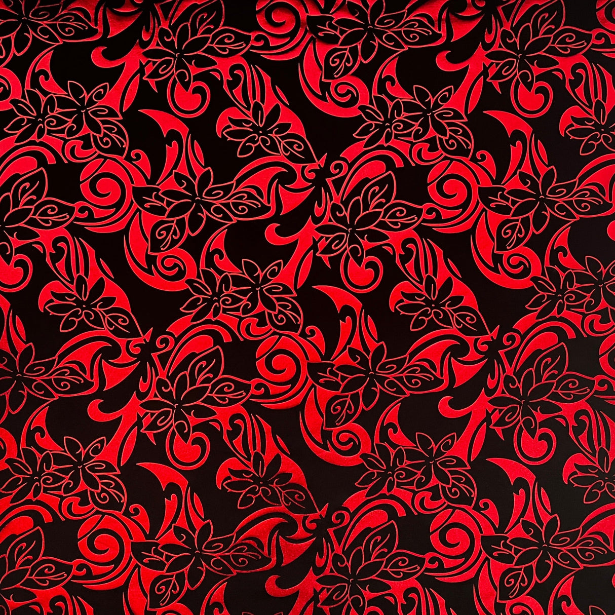 Polyester Foil Fabric Tiare Swirls Print