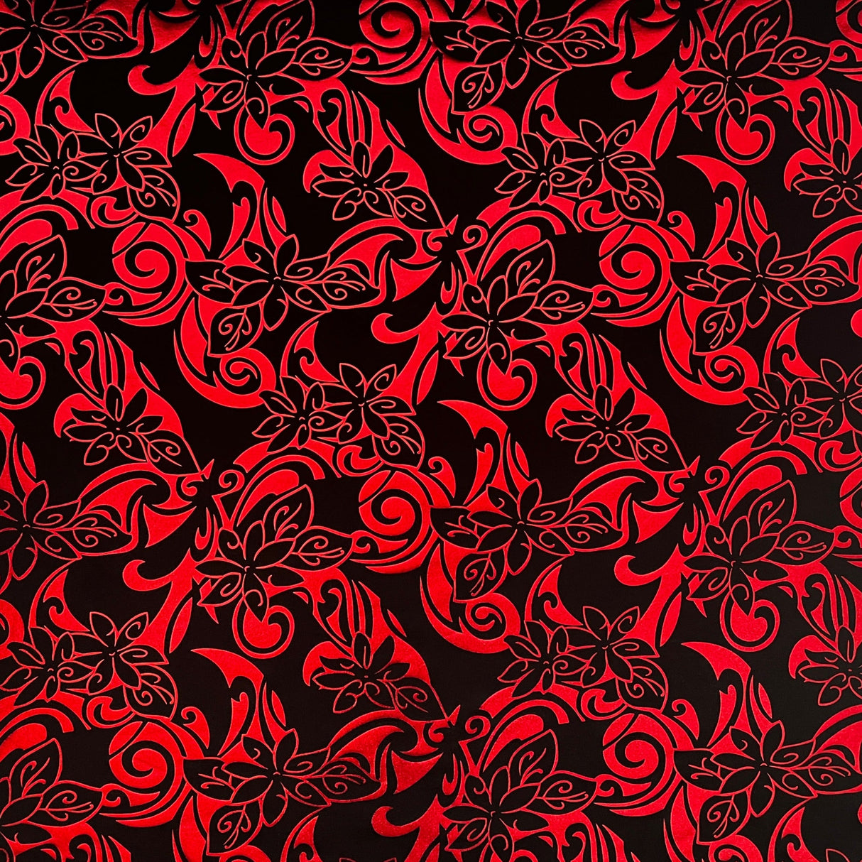 Tiare Swirls Polyester Foil Fabric - Tiare Swirls, Shiny Foil Print, 36" X 60" (1 Yard)