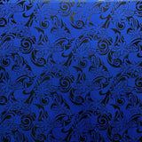Tiare Swirls Polyester Foil Fabric - White/Gold, Black/Red, Blue/Black, Yellow/Royal, Red/Gold, 36" X 60" (1 Yard)
