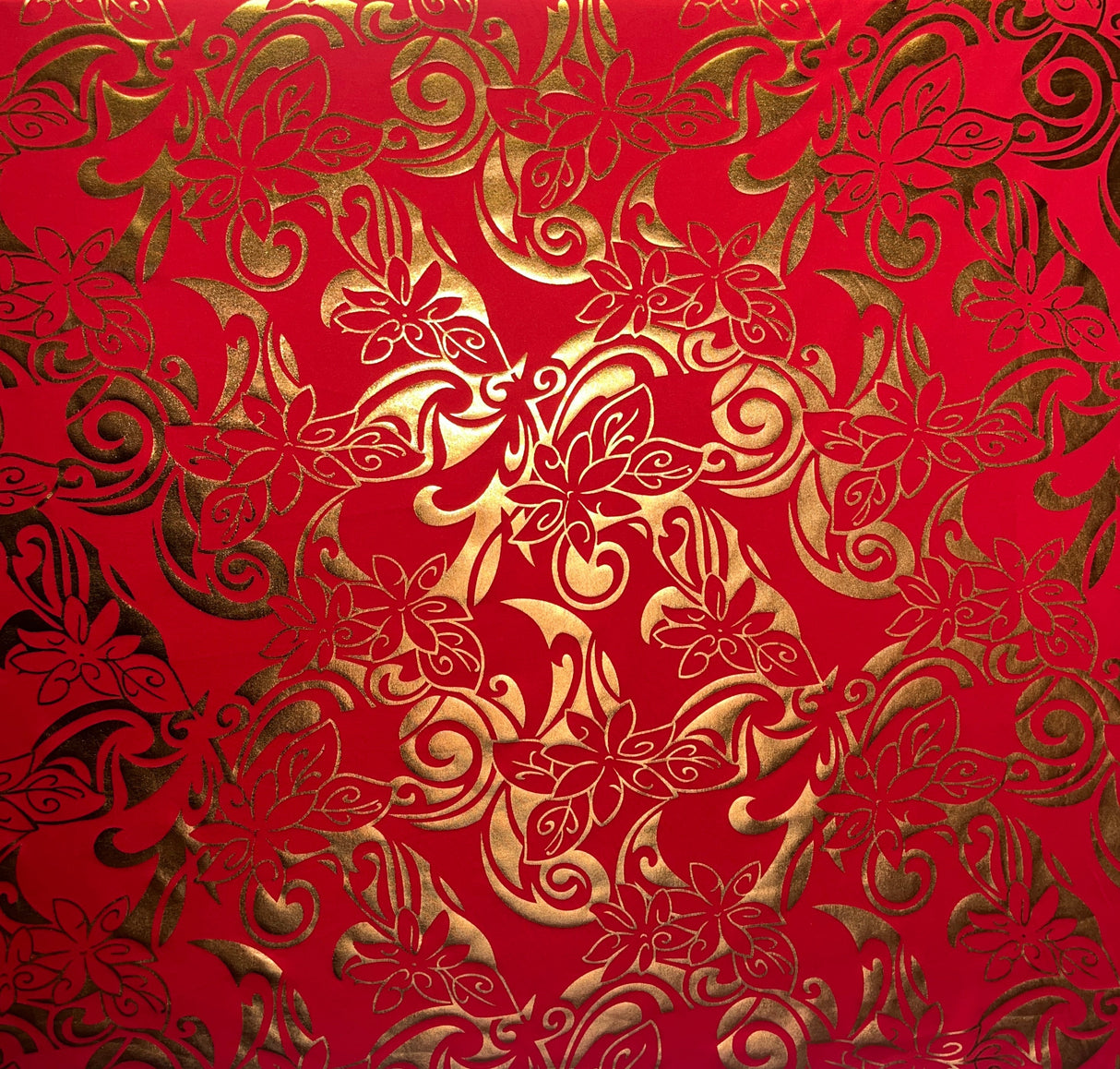 Tiare Swirls Polyester Foil Fabric - Tiare Swirls, Shiny Foil Print, 36" X 60" (1 Yard)