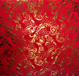 Tiare Swirls Polyester Foil Fabric - Tiare Swirls, Shiny Foil Print, 36" X 60" (1 Yard)
