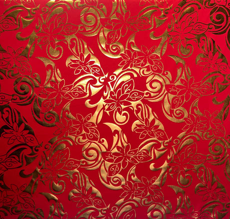 Tiare Swirls Polyester Foil Fabric - Tiare Swirls, Shiny Foil Print, 36" X 60" (1 Yard)