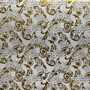 Tiare Swirls Polyester Foil Fabric - Tiare Swirls, Shiny Foil Print, 36" X 60" (1 Yard)