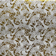 Tiare Swirls Polyester Foil Fabric - White/Gold, Black/Red, Blue/Black, Yellow/Royal, Red/Gold, 36" X 60" (1 Yard)